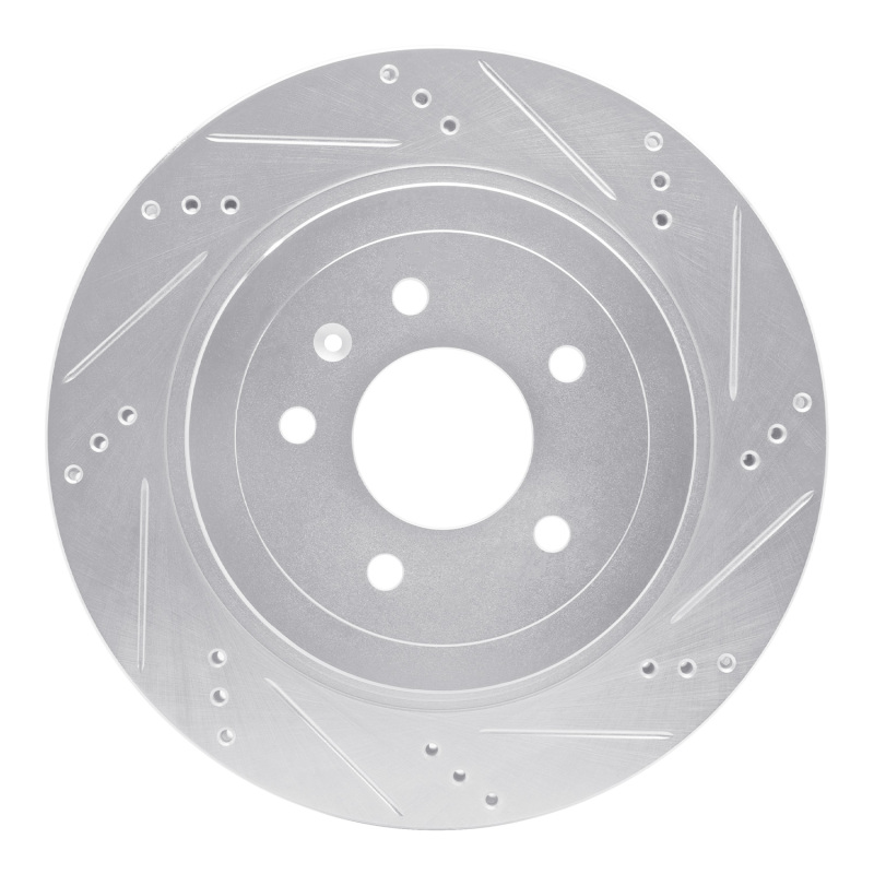 Cadillac STS Brake Rotor (1) - Rear Right - R1 Concepts - Drilled & Slotted - Silver - `05-`11